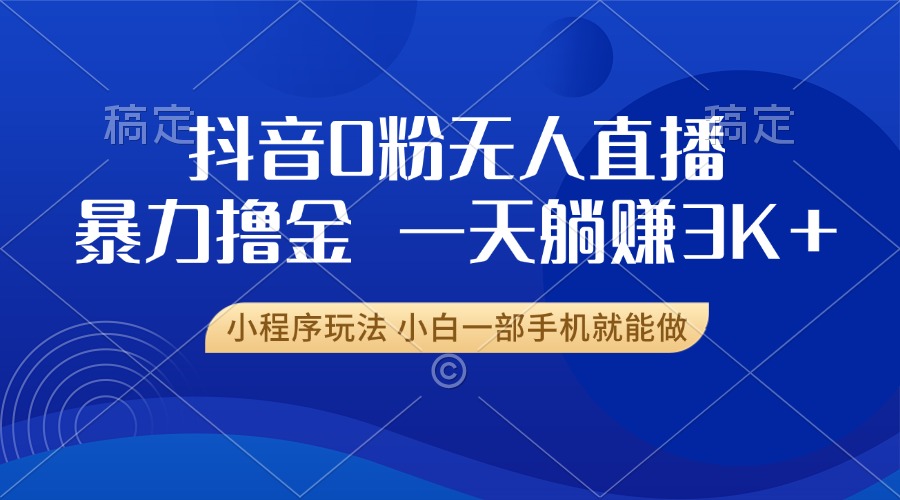 （13449期）抖音0粉无人直播暴力掘金，一天躺赚3K+，小白一部手机就能做-慕云辰风博客