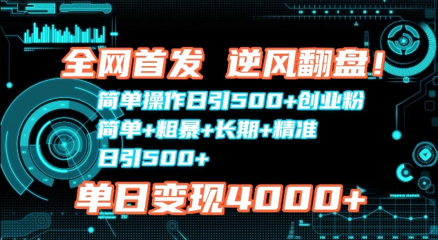 全网首发，简单操作日引500+创业粉，简单+粗暴+长期+精准-慕云辰风博客