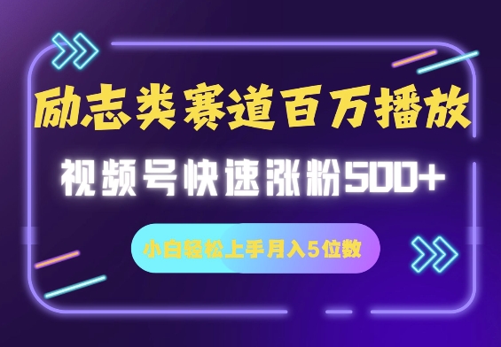 励志类赛道也能百万播放，快速涨粉500+视频号变现月入5位数-慕云辰风博客