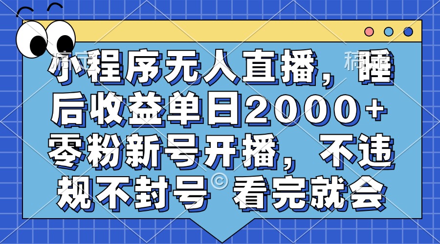 （13251期）小程序无人直播，睡后收益单日2000+ 零粉新号开播，不违规不封号 看完就会-慕云辰风博客