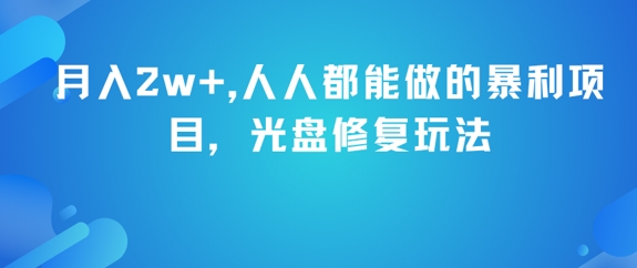 月入2w+，人人都能做的暴利项目，光盘修复玩法-辰风资源站