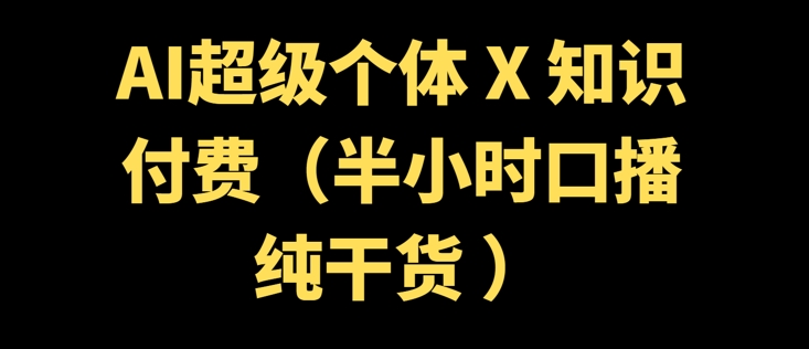 AI超级个体 + 知识付费(半小时口播纯干货 )-慕云辰风博客