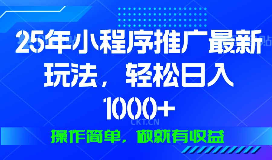 （13909期）25年微信小程序推广最新玩法，轻松日入1000+，操作简单 做就有收益-慕云辰风博客