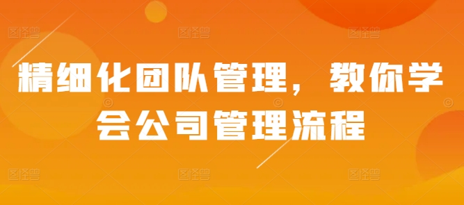 精细化团队管理，教你学会公司管理流程-慕云辰风博客