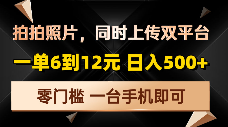 （13783期）拍拍照片，同时上传双平台，一单6到12元，轻轻松松日入500+，零门槛，…-辰风资源站