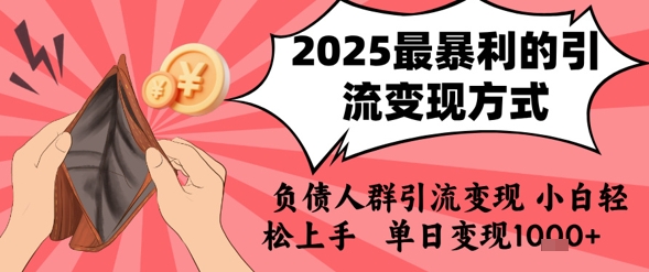 2025年最暴利的引流变现方式，负债人群引流变现，小白轻松上手，日入1k-辰风资源站