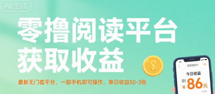 零撸阅读平台获取收益，最新无门槛平台，一部手机即可操作，单日收益50-3张【揭秘】-辰风资源站