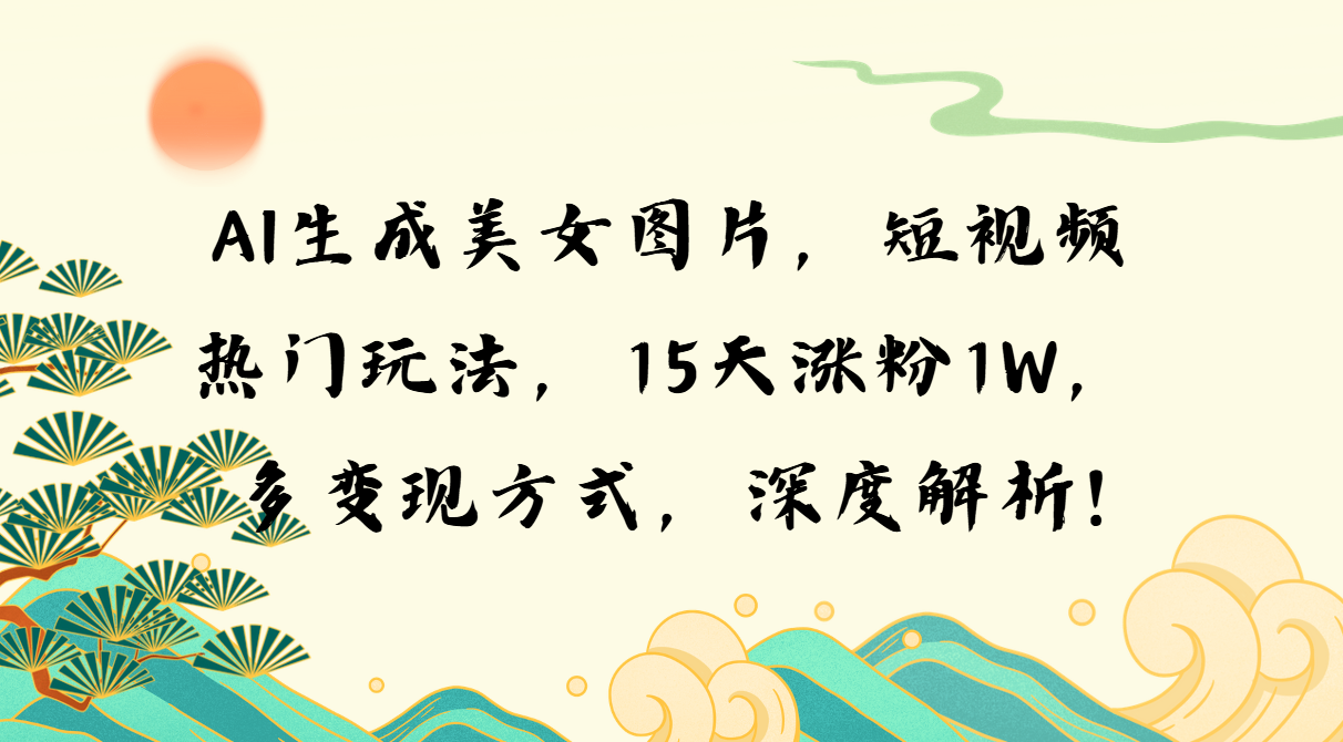 （13581期）AI生成美女图片，短视频热门玩法，15天涨粉1W，多变现方式，深度解析!-慕云辰风博客