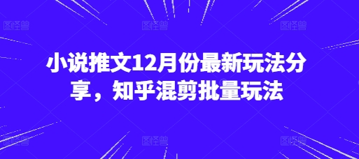 小说推文12月份最新玩法分享，知乎混剪批量玩法-慕云辰风博客