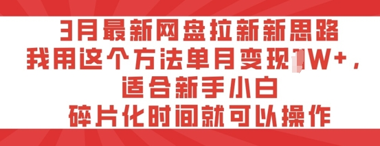 3月最新网盘拉新新思路，我用这个方法单月变现过W+，适合新手小白，碎片化时间就可以操作-辰风资源站