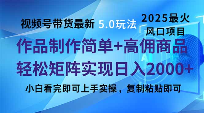 （14191期）视频号带货最新5.0玩法，作品制作简单，当天起号，复制粘贴，轻松矩阵…-慕云辰风博客