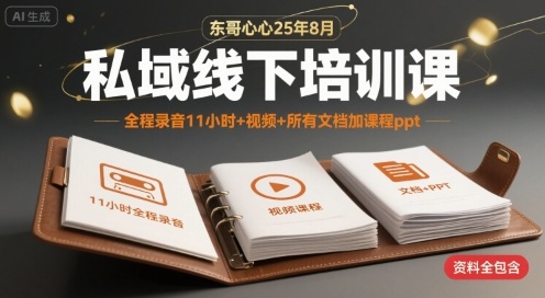 东哥心心25年8月私域线下培训课，全程录音11小时+视频+所有文档加课程ppt-辰风资源站