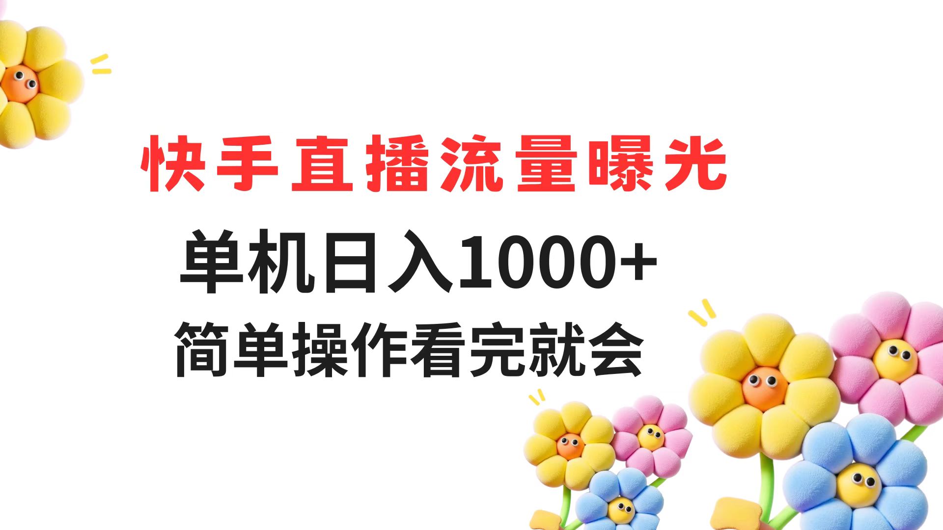 （14931期）快手直播流量曝光 单机日入1000+ 简单操作 看完就会-辰风资源站