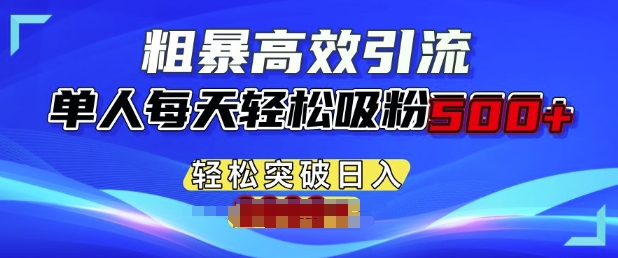 粗暴高效引流，单人每天轻松吸粉500+，轻松突破日入多张-慕云辰风博客