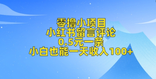 零撸小项目，小红书留言评论，0.5元一条，小白也能一天收入100+-慕云辰风博客