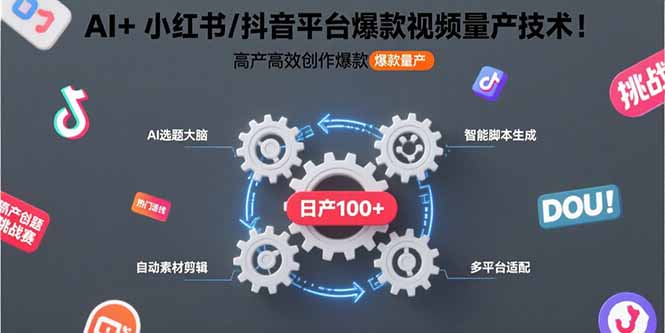 （15624期）AI+小红书/抖音平台爆款视频量产技术：高产高效创作爆款视频！-辰风资源站