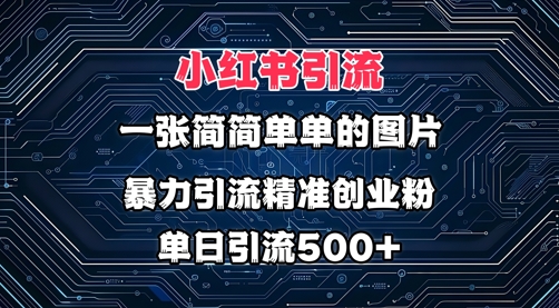小红书图片打法，利用一张简简单单的图片，暴力引流精准创业粉，单日引流500+-辰风资源站