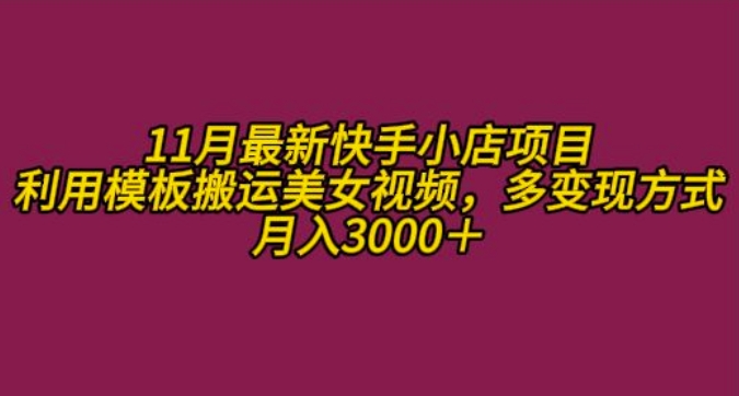11月K总部落快手小店情趣男粉项目，利用模板搬运美女视频，多变现方式月入3000+-辰风资源站