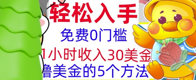 免费撸美刀的5个方法，1小时收入30美刀，0门槛，轻松入手-慕云辰风博客