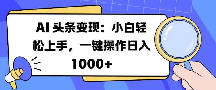 AI 头条变现：小白轻松上手，一键操作日入多张-慕云辰风博客