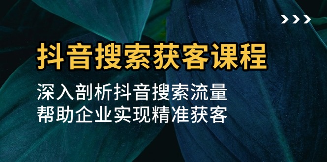 （13465期）抖音搜索获客课程：深入剖析抖音搜索流量，帮助企业实现精准获客-慕云辰风博客