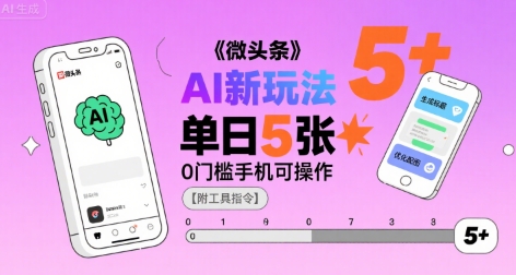 微头条AI新玩法，小白单日5张+，0门槛手机可操作【附工具指令】-辰风资源站