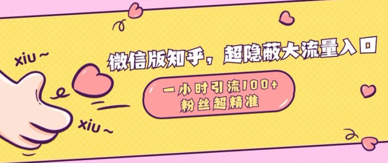 微信版知乎，超隐蔽流量入口1小时引流100人，粉丝质量超高【揭秘】-慕云辰风博客