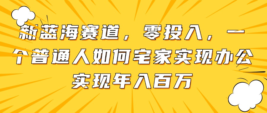 （14700期）新蓝海赛道，零投入，一个普通人如何宅家办公实现年入百万-辰风资源站