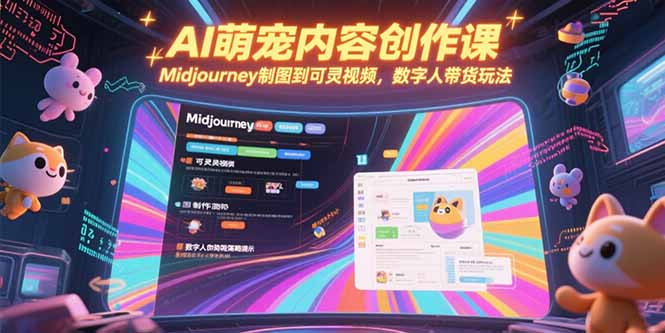 （15311期）AI萌宠内容创作课，Midjourney制图到可灵视频，数字人带货玩法-辰风资源站