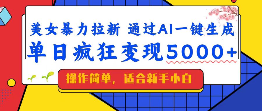（14347期）美女暴力拉新，通过AI一键生成，单日疯狂变现5000+，纯小白一学就会！-辰风资源站