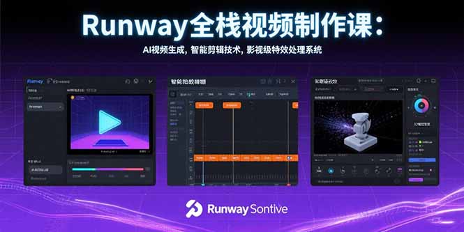 （15515期）Runway全栈视频制作课：AI视频生成，智能剪辑技术，影视级特效处理系统-辰风资源站