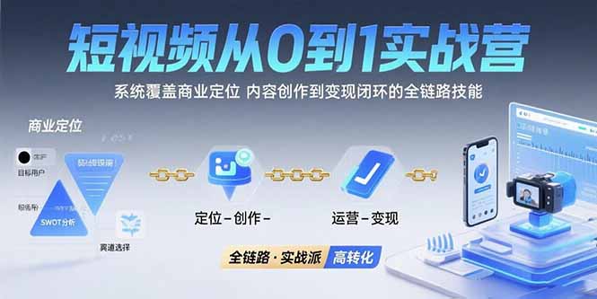 （15570期）短视频从0到1的实战营：系统覆盖商业定位,内容创作到变现闭环的全链路技能-辰风资源站