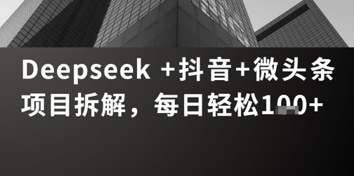 Deepseek +抖音 微头条项目拆解，每日轻松1张+-辰风资源站