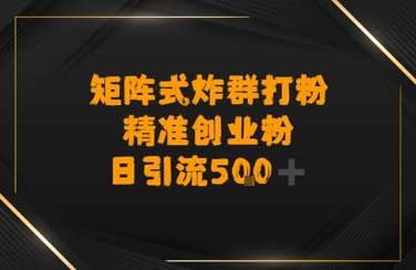 矩阵炸群打粉，日引流500+精准创业粉-辰风资源站