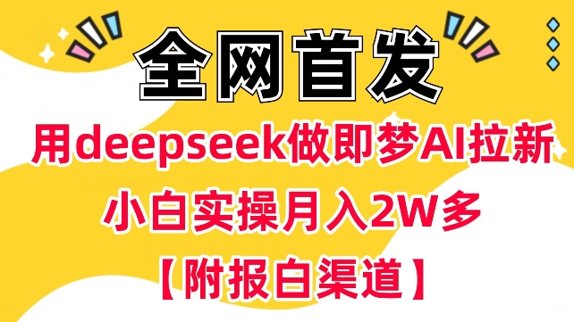 用deepseek做即梦Ai拉新 小白实操月入过W+【附报白渠道】-慕云辰风博客