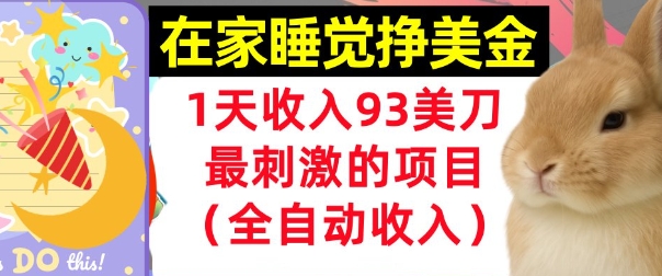 在家挣美金，1天收入93刀，最刺激的项目，0门槛，自动收入(首次公开)-辰风资源站