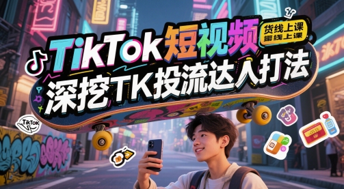 TikTok短视频带货线上课，深挖TK投流达人打法-辰风资源站