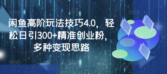 闲鱼高阶玩法技巧4.0，轻松日引300+精准创业粉，多种变现思路-慕云辰风博客