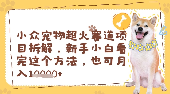 小众宠物超火赛道项目拆解，新手小白看完这个方法，也可月入过w-辰风资源站