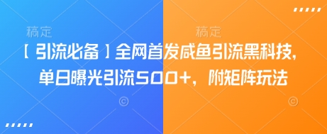 【引流必备】全网首发咸鱼引流黑科技，单日曝光引流500+，附矩阵玩法【揭秘】-慕云辰风博客