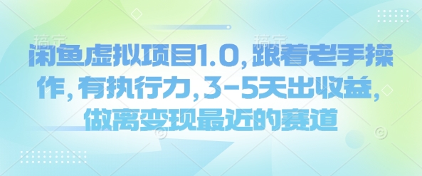 闲鱼虚拟项目1.0，跟着老手操作，有执行力，3-5天出收益，做离变现最近的赛道-慕云辰风博客