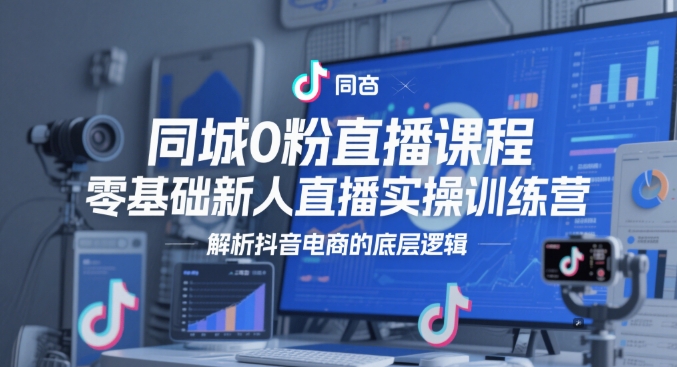 同城0粉直播课程，零基础新人直播实操训练营，解析抖音电商的底层逻辑-辰风资源站