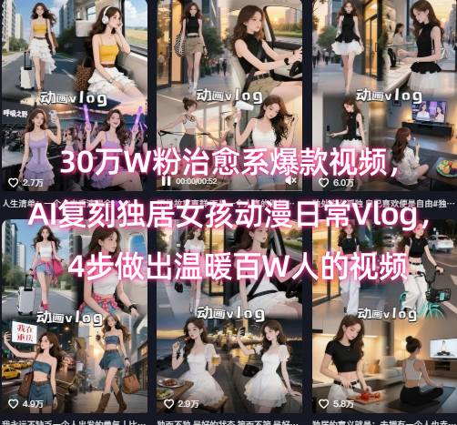 30万W粉治愈系爆款视频，AI复刻独居女孩动漫日常Vlog，4步做出温暖百W人的视频-辰风资源站