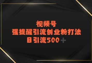 视频号强提醒引流，日引流500+精准创业粉？-辰风资源站