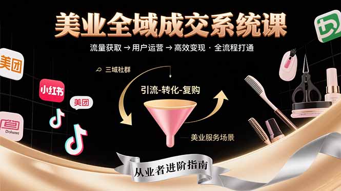 （15650期）美业全域成交系统课程：帮助美业从业者打通从流量获取到高效变现全流程-辰风资源站