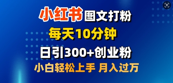 2月小红书图文打粉，每天10分钟，日引300+创业粉，小白轻松月入过W-慕云辰风博客