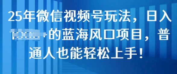 25年微信视频号玩法，日入几张的蓝海风口项目，普通人也能轻松上手!-慕云辰风博客