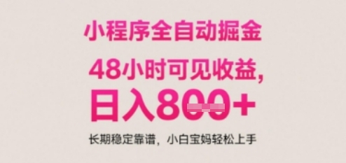 小程序自动挂G打金，无任何技术要求，没有时间限制，日入多张+长期稳定靠谱【揭秘】-辰风资源站