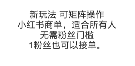 可矩阵操作，小红书商单新玩法，适合所有人，无需粉丝门槛，1粉丝也可以接单-辰风资源站
