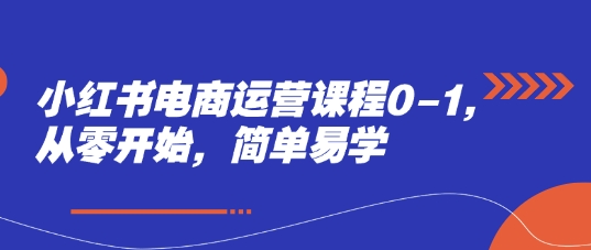 小红书电商运营课程0-1，从零开始，简单易学-辰风资源站